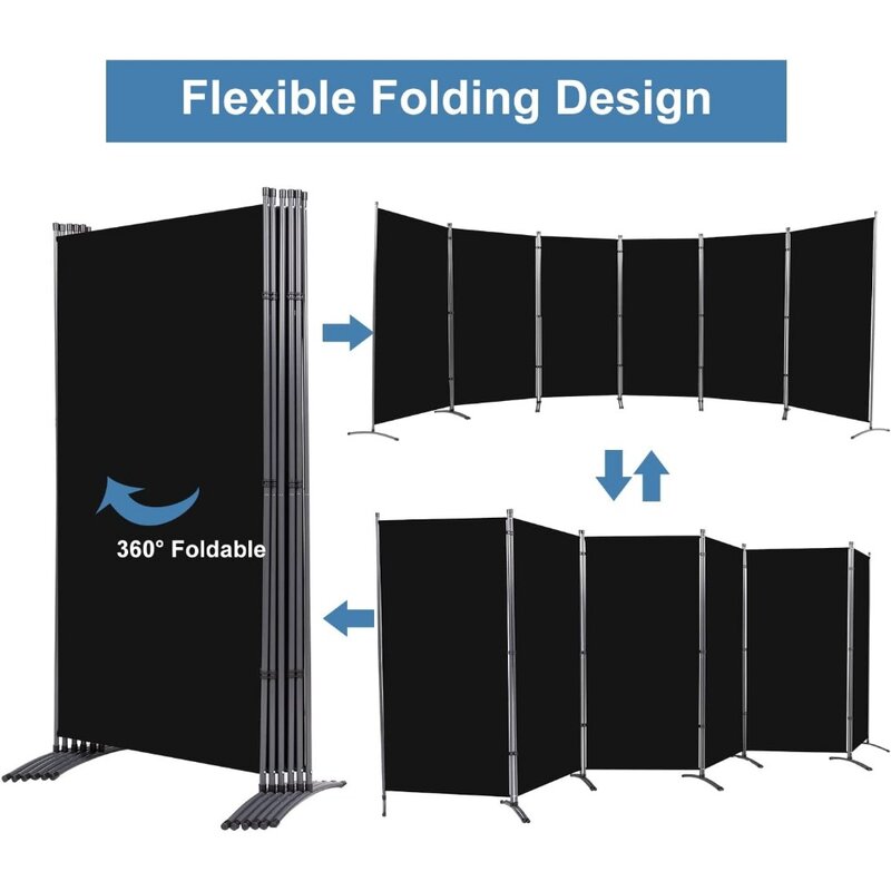 Room Divider, 6 Panel Office Partition, Movable Fabric Folding Privacy Screens, Office Wall Divider Screen for Classroom