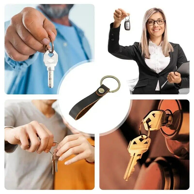 พวงกุญแจกุญแจรถพวงกุญแจแบบย้อนยุคหนัง PU พวงกุญแจแบบพกพาสำหรับโทรศัพท์มือถือกระเป๋านักเรียนกระเป๋าเงิน