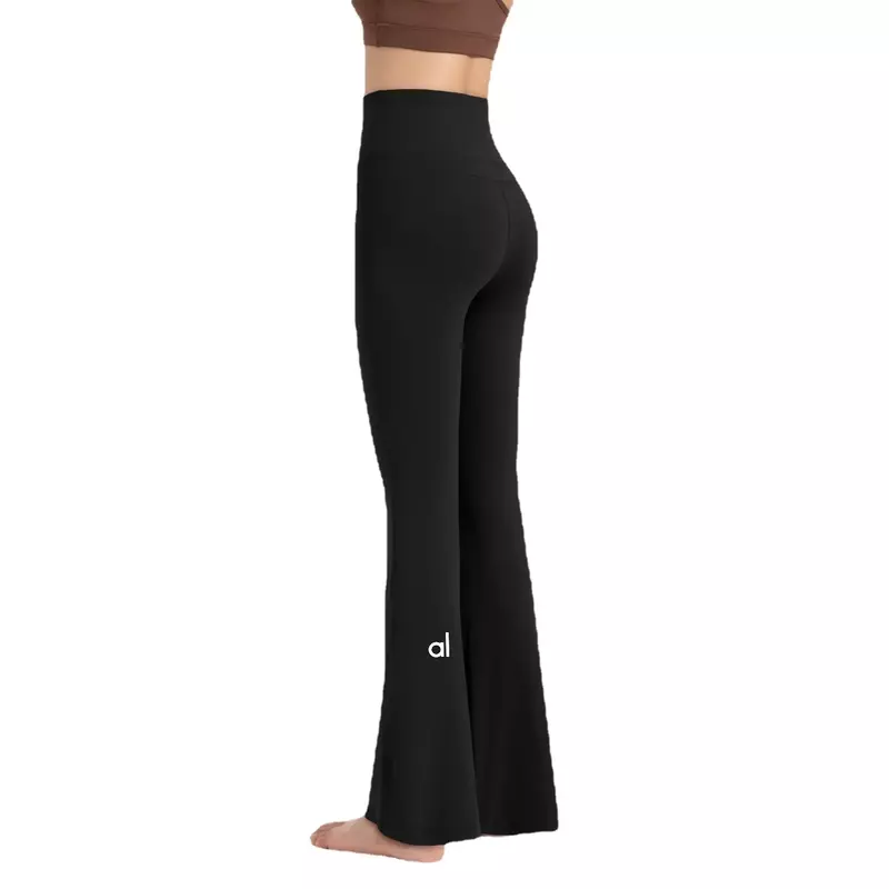 Мягкие Однотонные эластичные женские спортивные брюки AL для фитнеса с высокой талией, Леггинсы для йоги, полная детализация
