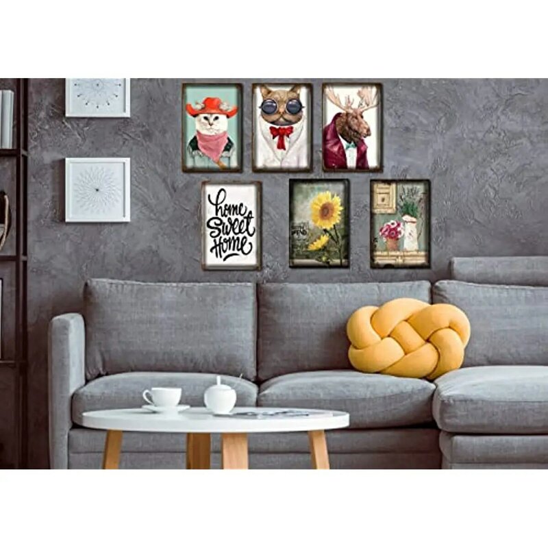 Cartel de Metal Retro de estaño para decoración de pared, cartel Vintage de animales de granja, gato para Pub, restaurantes, cafetería, Club, placa de pared, cueva de hombre