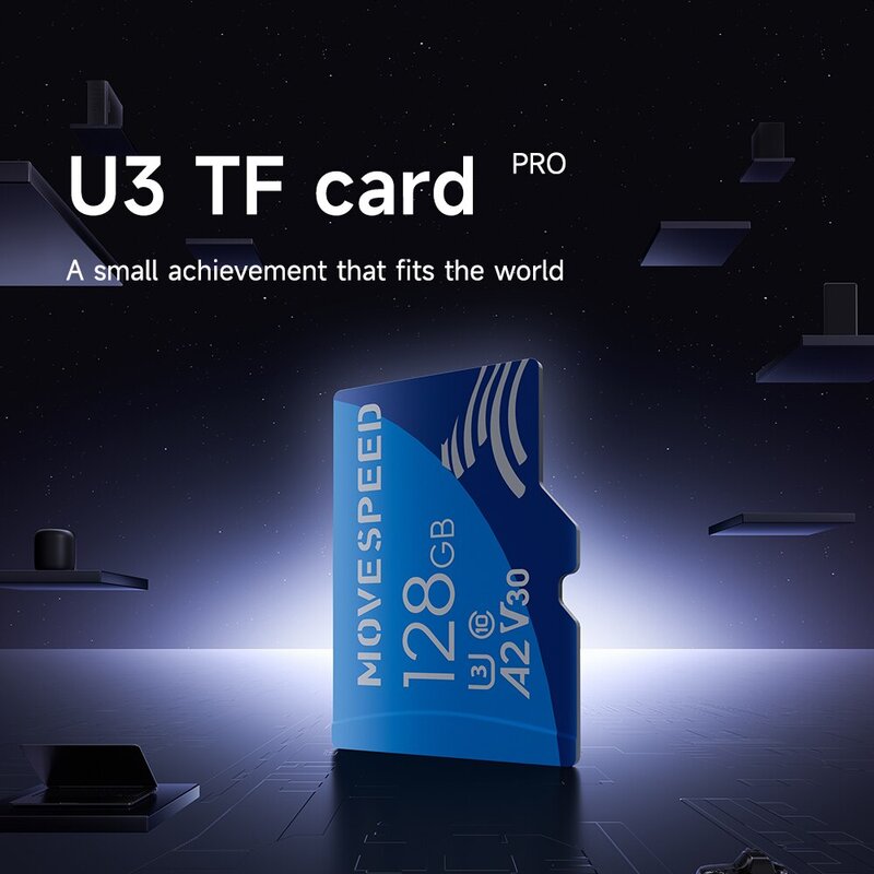MOVESPEED U3 kartu SD Mini 100 kecepatan tinggi, kartu memori Flash hingga 128 MB/s, kartu TF untuk kamera DV 64GB