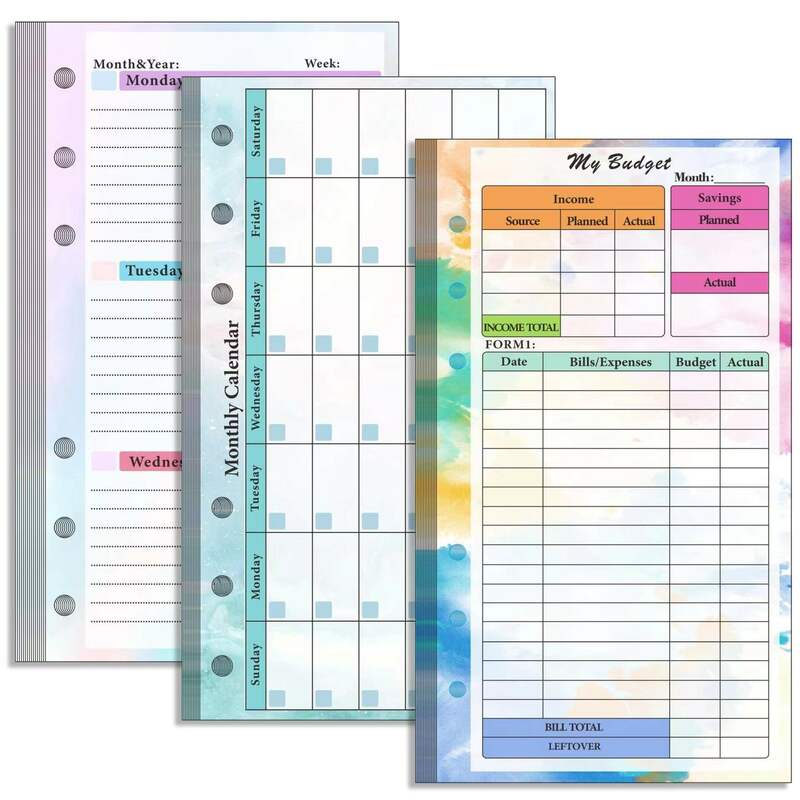 A6 Budget Refill 85 Sheets Weekly Monthly Planner Inserts Financial for A6 Binder, Cash Envelopes Wallet Organizer Saving Money