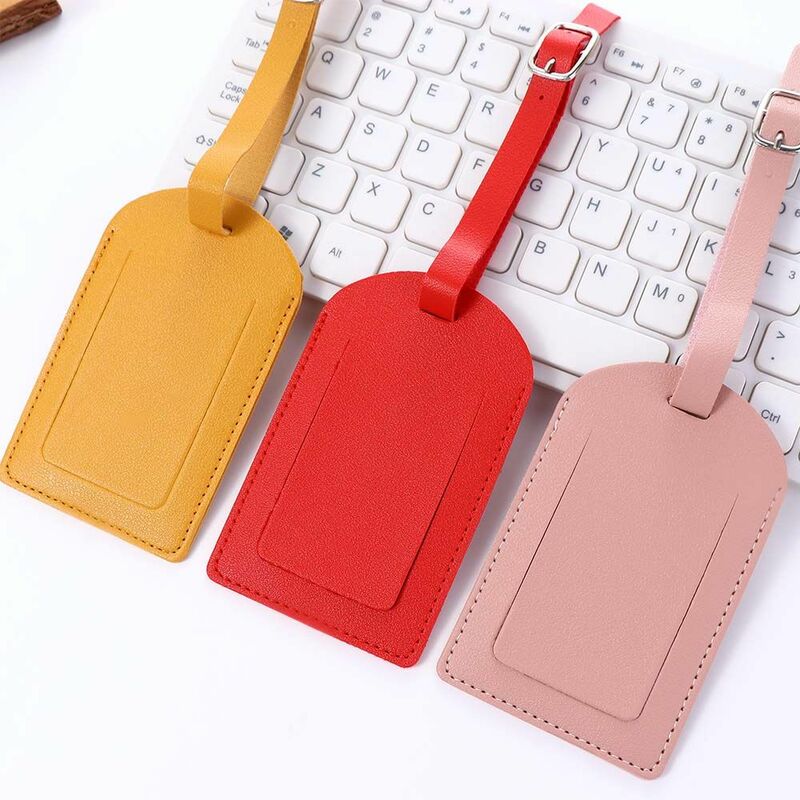 1Pc PU Leather Color Airplane Luggage Tag Boarding Pass Suitcase Tag Check-in Luggage Tag Light Soft Travel Accessories