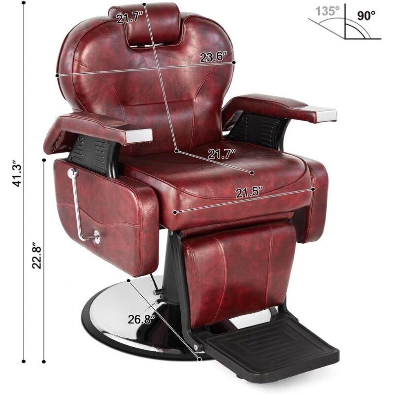 hand Barber Chair Hydraulic Recline Barber Chairs Salon Chair for Hair Stylist Tattoo Chair Heavy Duty Barber Salon Equipment