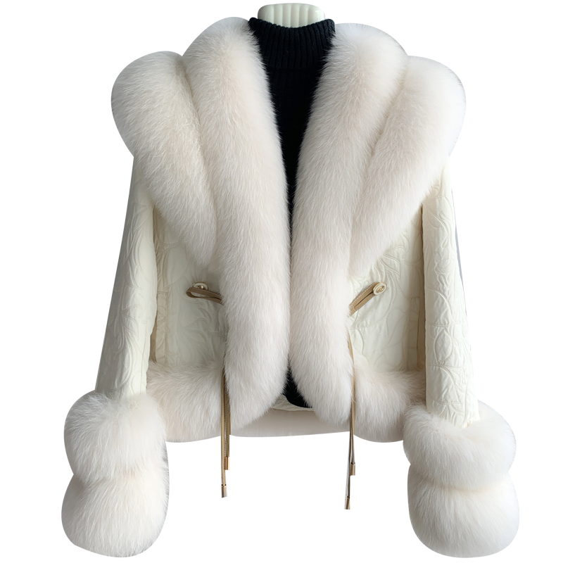 Aorice-abrigo de plumón de pato con cuello de piel de zorro grande para mujer, chaqueta suave de moda, CT312, nuevo diseño, Invierno
