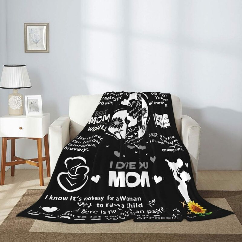 Gift for Mom, I Love Your Mom's Blanket, Best Mom's Happy Birthday Gift, Mother's Day Gift, Unique Sunflower Blanket