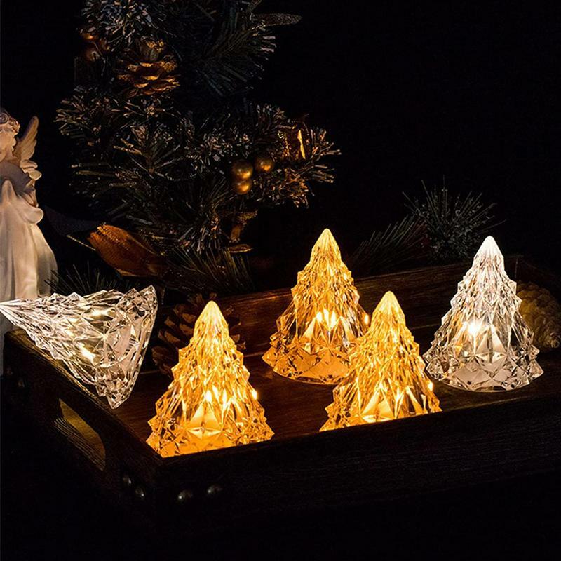 Kerstboom Beeldje Licht Crystal Kerstboom Decoratie Met Leds Voor Kerst Indoor Home Party Tafel Decoratie