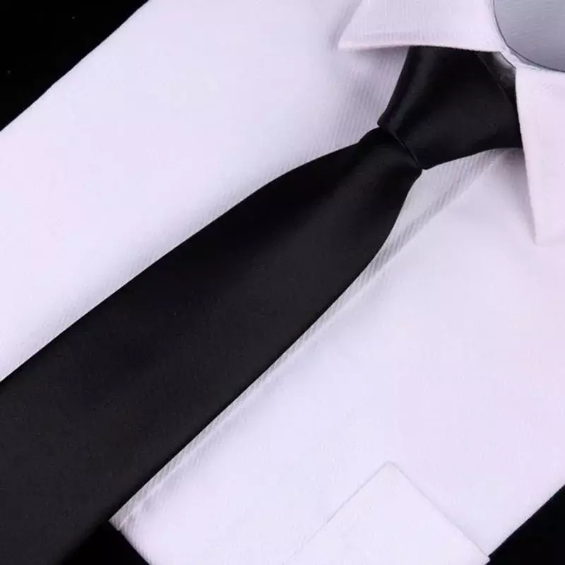Casual Black Clip Ties for Men Women Student College Security Simple Necktie Doorman Steward Matte Suit Business Skinny Lazy Tie