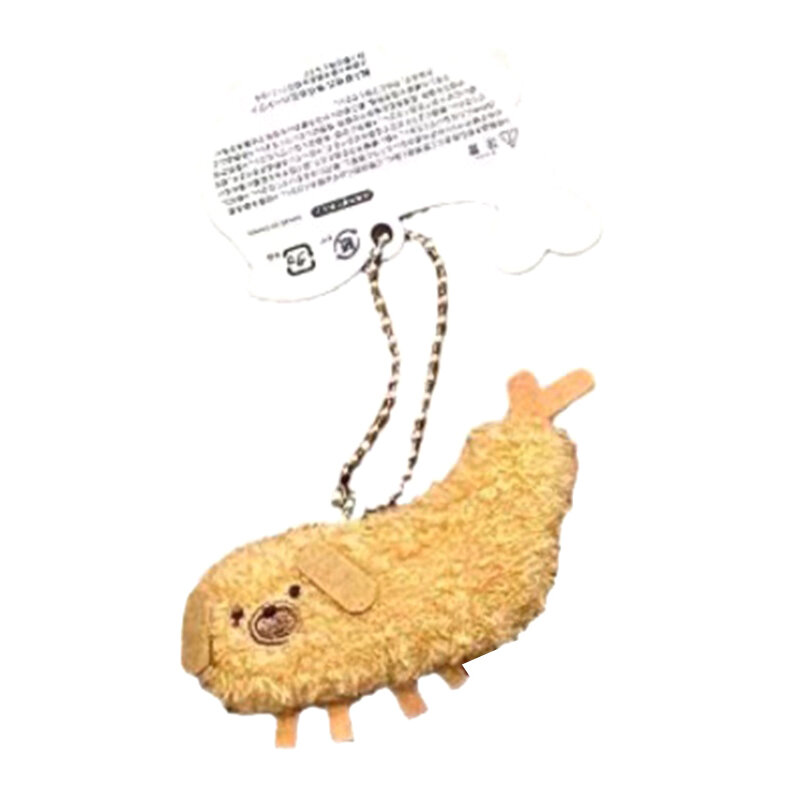 Chaveiro de boneca recheada macia para crianças Brinquedo de pelúcia Mochila Saco de carro Decoração de chaveiro Lagostim frito Pingente de cachorro, Presente engraçado