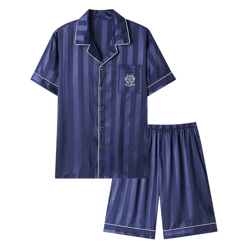Conjunto pijama de seda cetim masculino, pijama masculino de manga curta, pijama masculino, plus size, M a 4XL, alta qualidade, verão