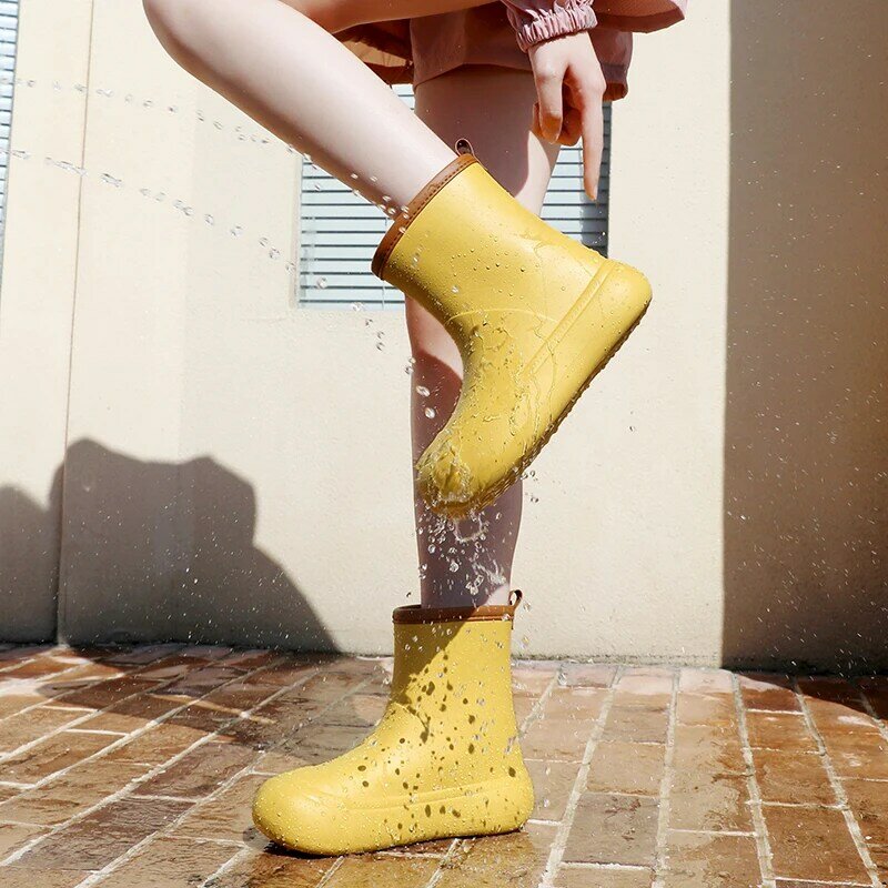 STRONGSHEN-Sapatos de chuva impermeáveis para mulheres, botas de borracha EVA, botas de plataforma, sapatos de trabalho na moda