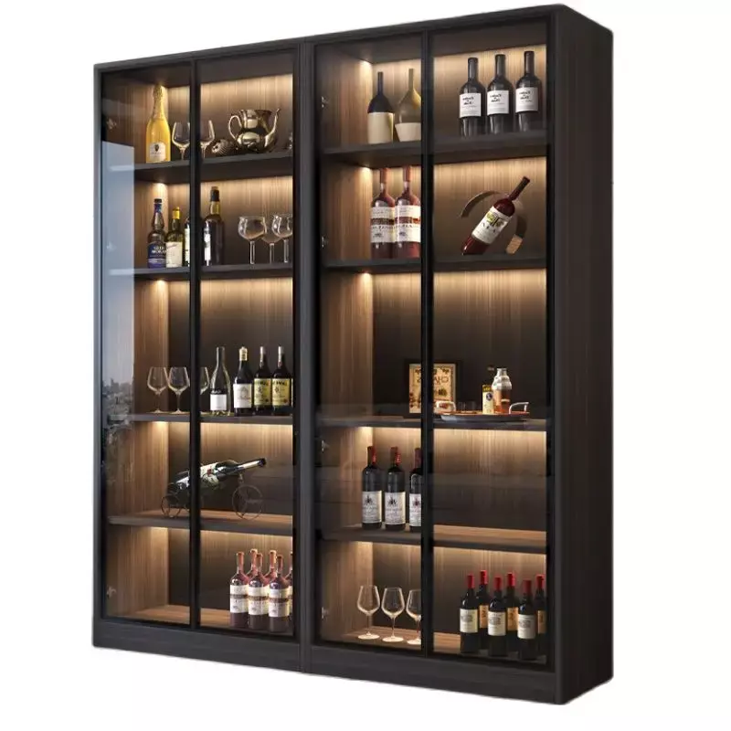 Armario de vino para sala de estar, Vitrina con puerta de cristal, pequeño armario de almacenamiento y almacenamiento doméstico de alta gama