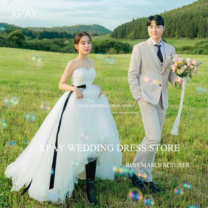 Xpay Schatz Korea eine Linie Brautkleider geschwollene Tüll schwarze Träger Brautkleid Fotoshooting rücken frei maßge schneiderte Braut Kleid