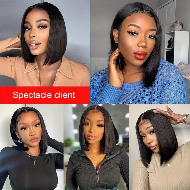 2024 New 8-16inch Brazilian Remy Lace Front Bob Wig - 150% Density, Pre Plucked Natural Hairline