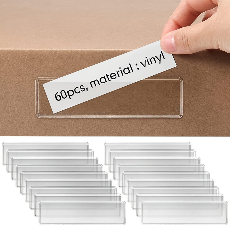 MOhm-etiquetas adhesivas transparentes para organizar artículos, papelería, suministros de oficina, 60 piezas