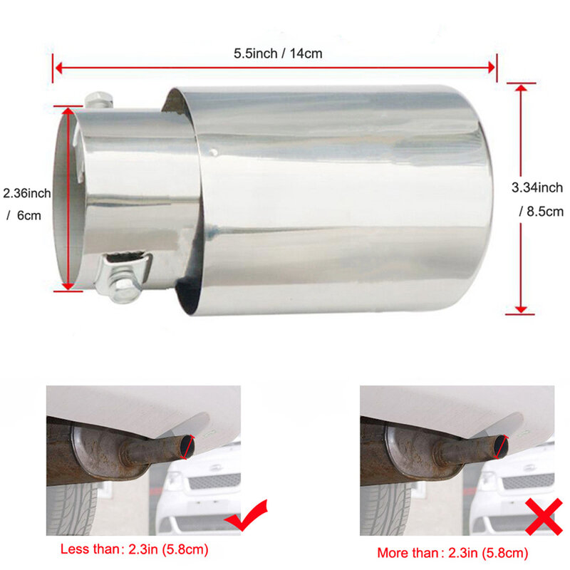 DSYCAR 1Pcs Universal Stainless Steel Car Exhaust Tail Muffler Tip Pipe for Car-styling Decoration DIY Accessories New