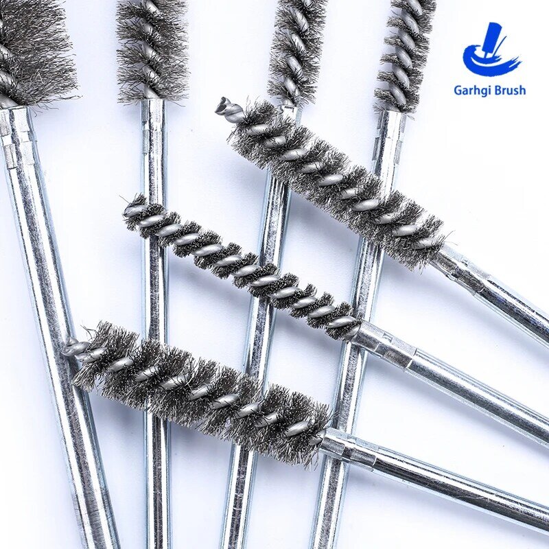 Stainless Steel Wire Pipeline Brushes in Twisted-in-Wire, for ID Deburring, Polishing, Rust-Removing, Tube Cleaning