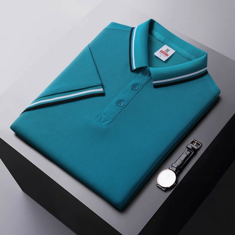 2024 letnia moda męska wysokiej jakości z krótkim rękawem w jednolitym kolorze prosta moda męska koszulka Polo z krótkim rękawem