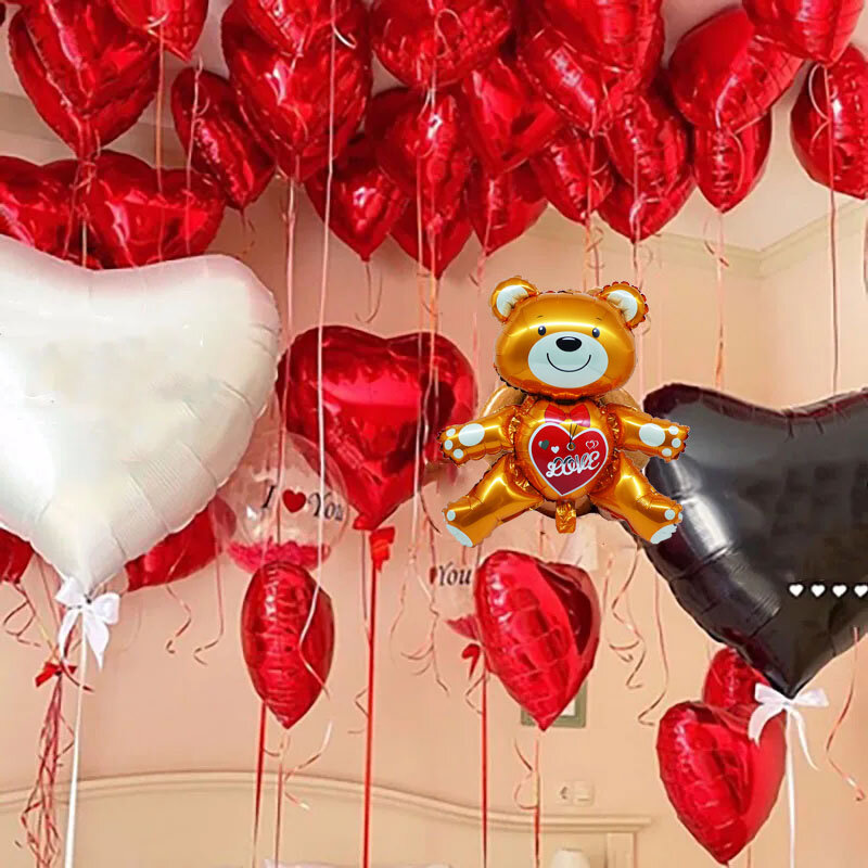 Love Theme Foil Balões românticos do coração, balão de hélio, casamento, dia dos namorados, decoração do partido, adulto, chuveiro solteiro, 18"