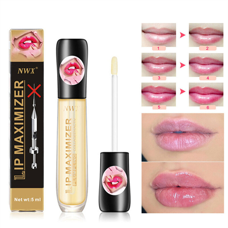 Instant Volumising Lip Plumper Serum Sexy Lip Oil Gloss Long Lasting Moisturizing Reduce Fine Lines Remove Dead Skin Makeup Care