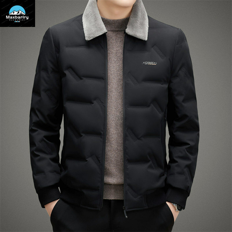 Down Jacket Men's Short Light Luxury Fur Collar Lightweight Warm Slim White Duck Down Parka Fashionable Men's Winter 2023 Jacket
