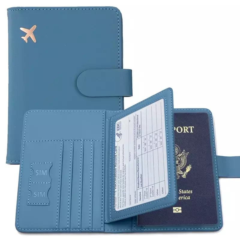 Capa de passaporte couro do plutônio homem mulher viagem passaporte titular com cartão de crédito caso carteira protetor capa