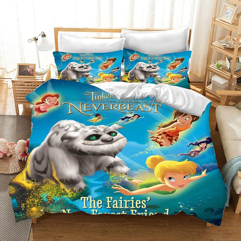 Disney Tinker Bell Duvet Cover Set Comforter Bedding  3d Children'S Bedding Set 3-Piece 1 Quilt Cover King Size