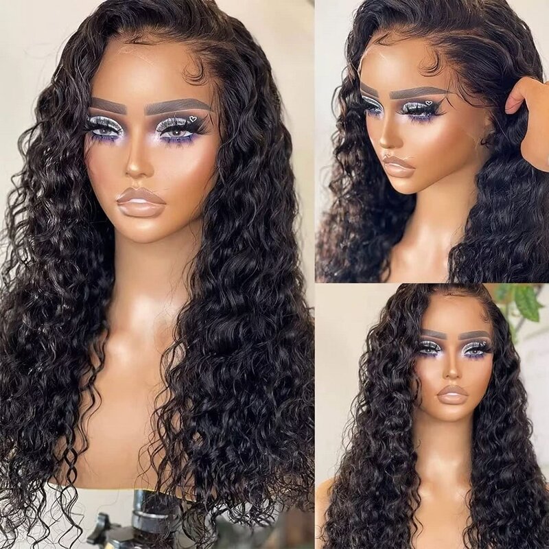 Perruque Lace Front Wig sans colle brésilienne naturelle, cheveux ondulés, 13x6, 4x4, densité 180, pour femmes africaines