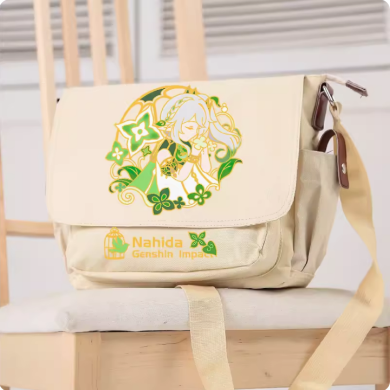 Anime Genshin Impact Nahida Cartoon Bag, Unisex seis Moda, Lazer Crossbody Student Messenger Handbag, B232