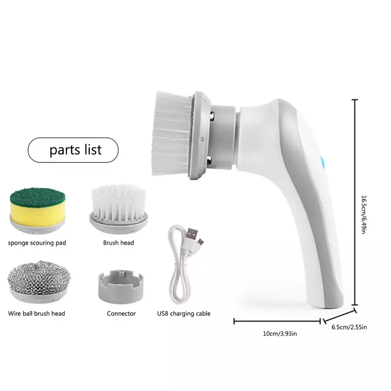 Electric Spin Cleaning Brush Portable Handheld Scrubber 1000 mA Battery 360 Degree Rotation Brush for Bathroom Kitchen Tool