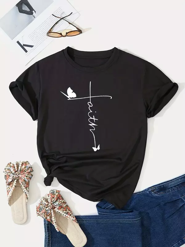 Wowen-camiseta de manga curta feminina, 90 s, top casual, roupas gráficas, novo design