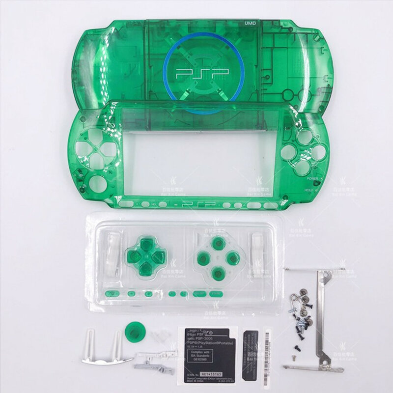 Coque de remplacement pour console de jeu PSP3000 PSP 3000 3004, couleurs cristal transparentes, boîtier complet avec kit de boutons