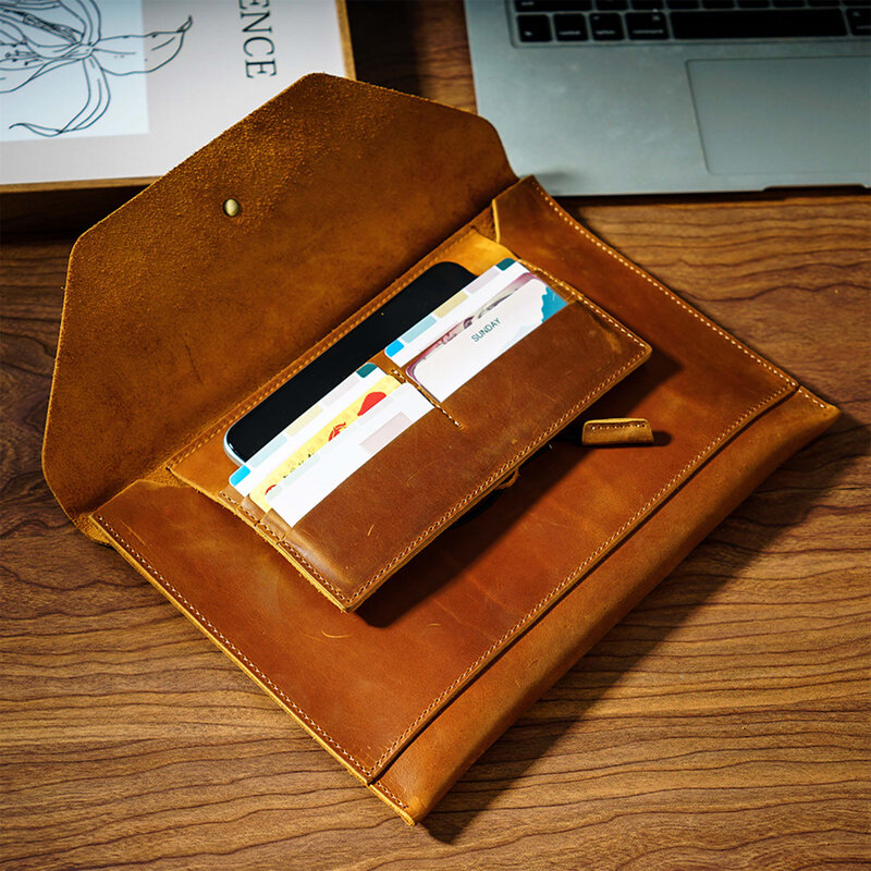 Портфель из натуральной воловьей кожи, Роскошный деловой чехол для ноутбука, модный кошелек для планшета iPad, защитный чехол, 11*7 дюймов
