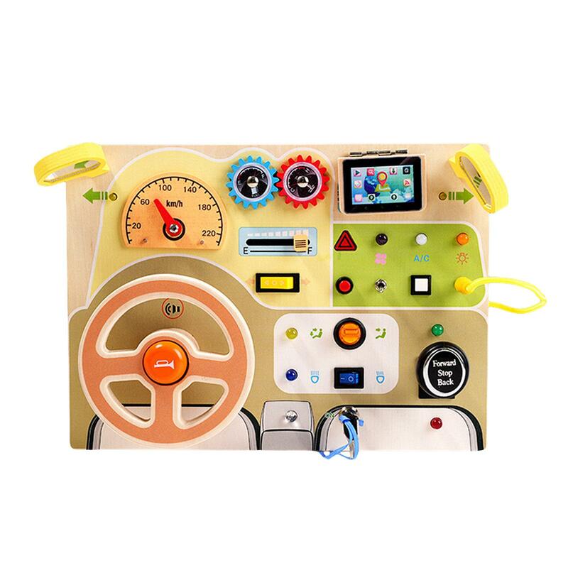 Analog Steering Wheel Educational Toys Lights Switch Busy Board Montessori Toy Fine Motor Skill Kids Activity Sensory Board Toy