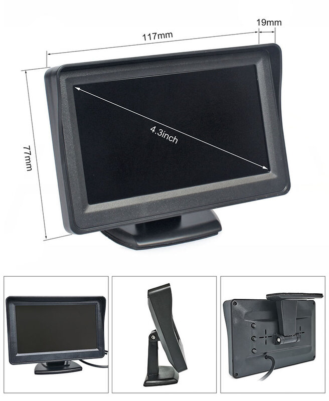 DIYKIT 차량용 비디오 모니터 HD LED 카메라 후방 보기 보안 시스템, 무선 주차 후진 시스템 키트, 4.3 인치