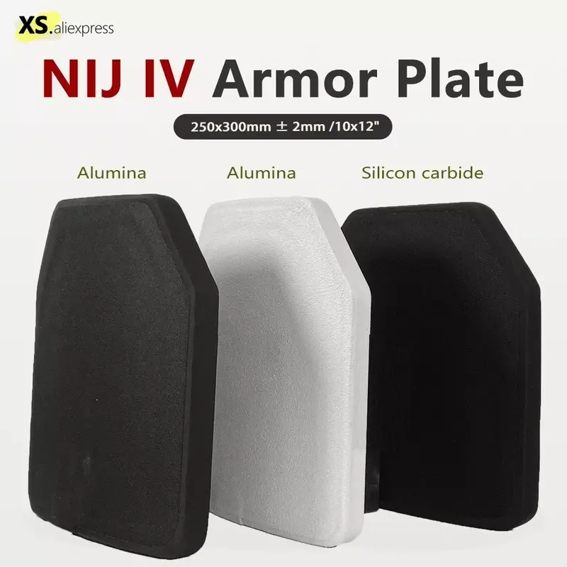 Placa a prueba de balas NIJ Nivel IV, chaleco de inserción balística independiente PE + AL / PE + SIC, armadura corporal de Panel duro de cerámica, 10 "x 12", 1 piezas