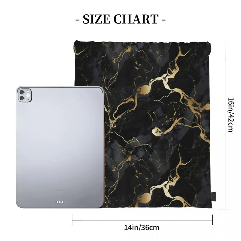Classic Black And Gold Marble Backpacks Fashion Drawstring Bags Drawstring Bundle Pocket Sports Bag Book Bags For Travel School