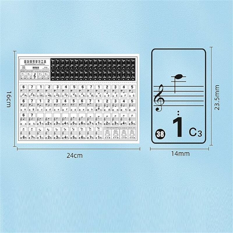 61/88 Key Transparent Piano Keyboard Stickers Removable Electronic Keyboard Key Piano Stave Note Sticker Symbol Tags for Keys