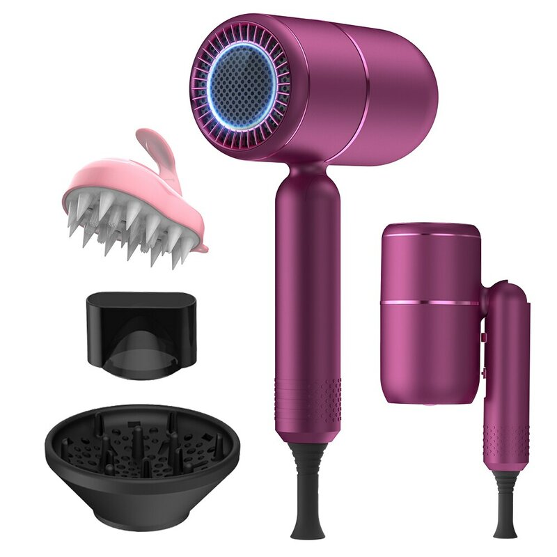 Фен для волос с диффузором, ионный фен, профессиональные портативные Фены для волос, аксессуары для женщин, вьющиеся волосы, фиолетовый, домашний аппликатор