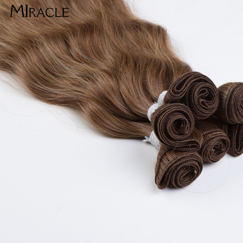 MIRACLE ekstensi rambut buatan 20 ", gelombang tubuh berombak rambut bundel ekstensi rambut panjang sintetis, tenun rambut Cosplay 6PCS