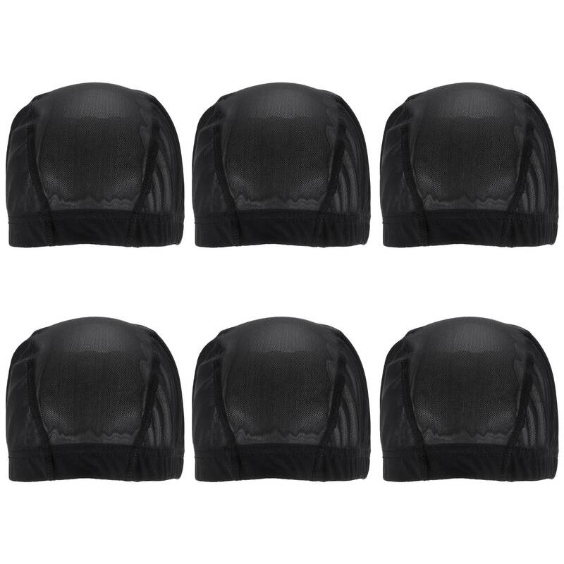 6 Pcs Wig Cap for Wig Making Elastic Dome Mesh Wig Cap Women's Front Lace Wig Black