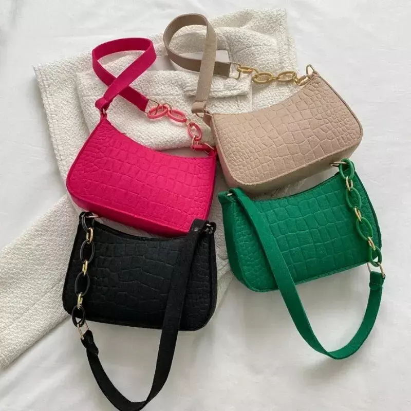 Ladies 'feltro axila design Tote, bolsa das senhoras, sob crescente, pequeno saco quadrado, moda de luxo, BBA105