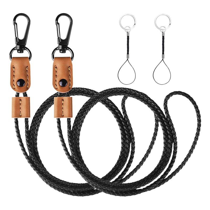 Cordones de cuero trenzado para hombre y mujer, 2 piezas para sujetar insignias de identificación, llaves, Correa larga, cordón para el cuello