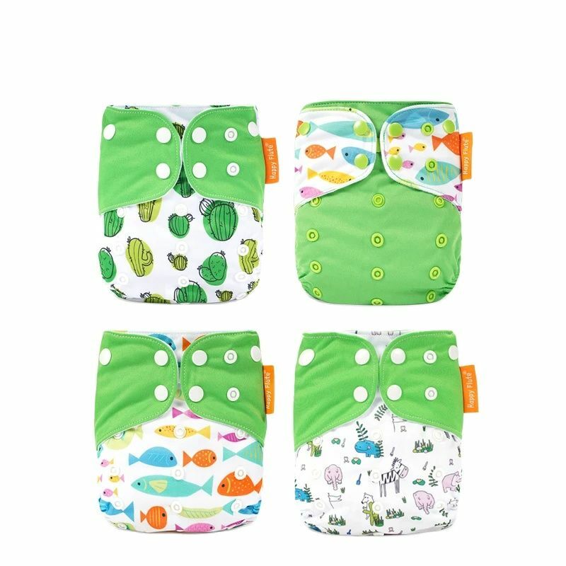 HappyFlute 4 шт. в комплекте, детские подгузники с карманами, регулируемые и многоразовые абсорбирующие детские тканевые подгузники