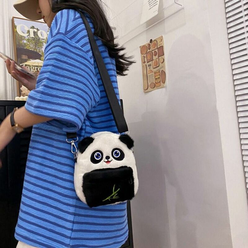Animals Panda Plush Crossbody Bag Portable Phone Bag Cartoon Panda Shoulder Bag Messenger Bag Wallet Panda Backpack Student