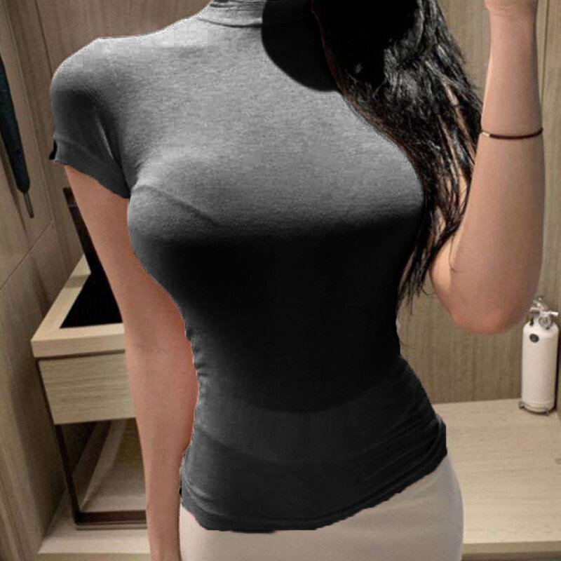 Camiseta informal elástica para mujer, jersey con estampado sin elasticidad, ampliamente aplicable, a estrenar