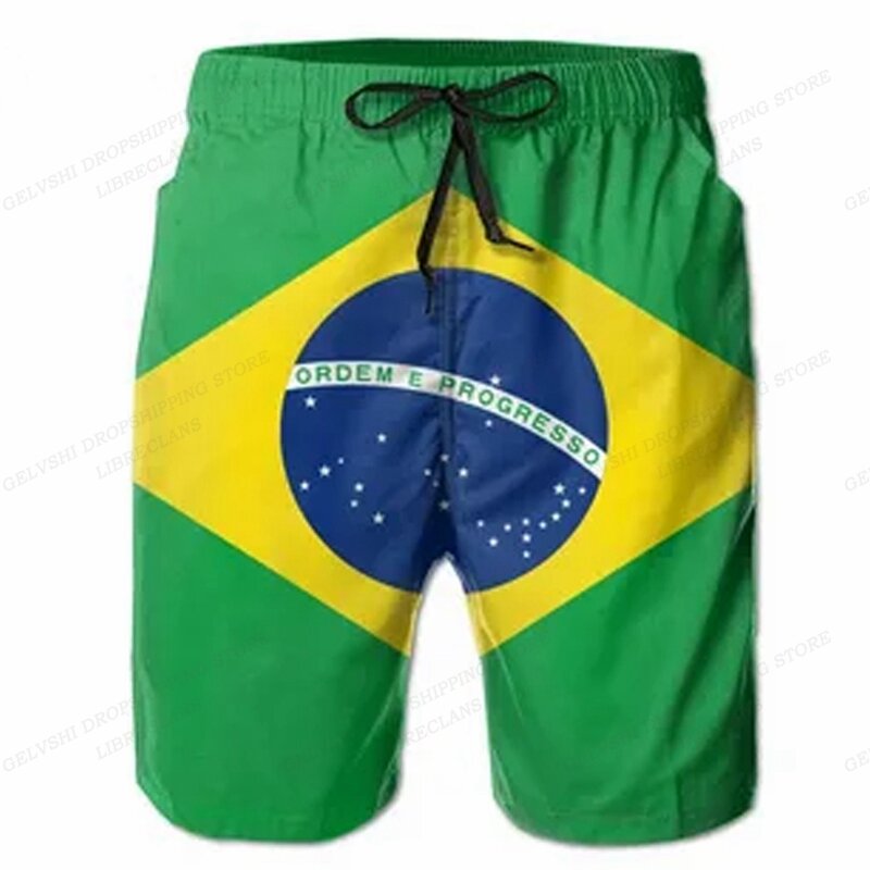 Pantalones cortos con bandera de Brasil para hombre, bañador a la moda, ropa deportiva para el maletero, bañador corto para playa para niños, bandera de Brasil