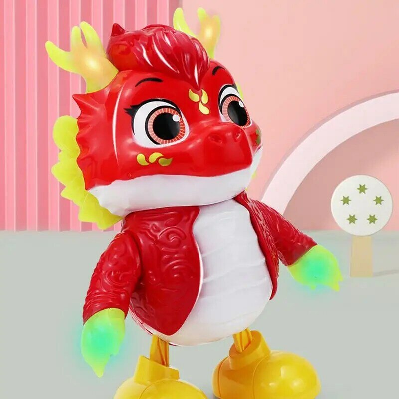 Танцевальная игрушка для малышей, танцевальная игрушка с мультяшным драконом, обучающая игрушка-дракон с подсветкой, музыкальное украшение для детей