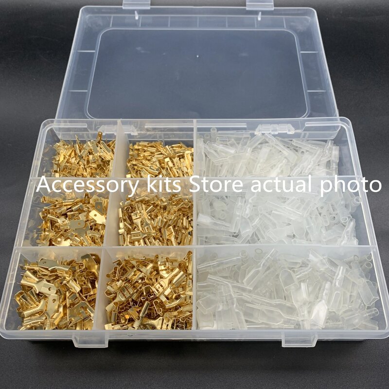 Boxed 6.3/4.8/2.8mm spring insert sleeve 900pcs cold pressed wiring plug-in terminal set gold