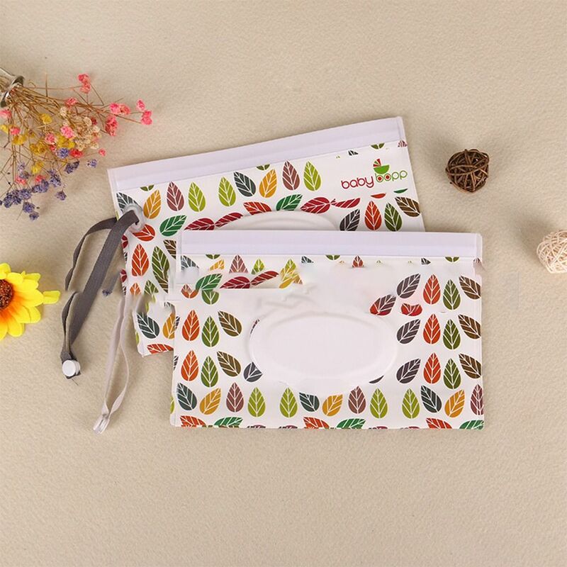 2Pcs Leaf Pattern Wet Wipes Bag Infant Supplies EVA Tissue Box Eco-friendly Flip Cover Carrying Case Outdoor Useful Tissue Box
